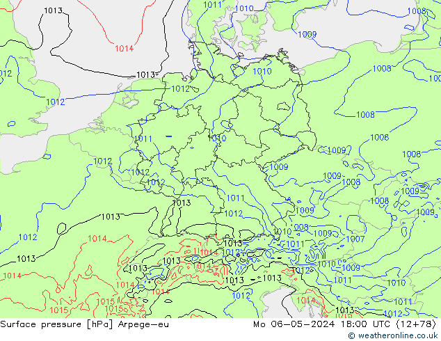 ciśnienie Arpege-eu pon. 06.05.2024 18 UTC