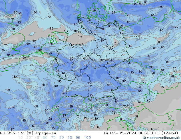 925 hPa Nispi Nem Arpege-eu Sa 07.05.2024 00 UTC