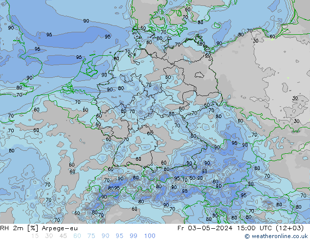 RH 2m Arpege-eu 星期五 03.05.2024 15 UTC