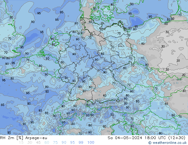 RH 2m Arpege-eu Sa 04.05.2024 18 UTC