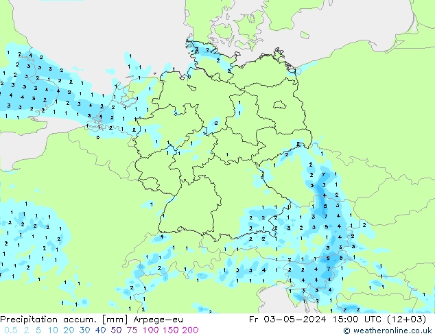 Precipitation accum. Arpege-eu  03.05.2024 15 UTC