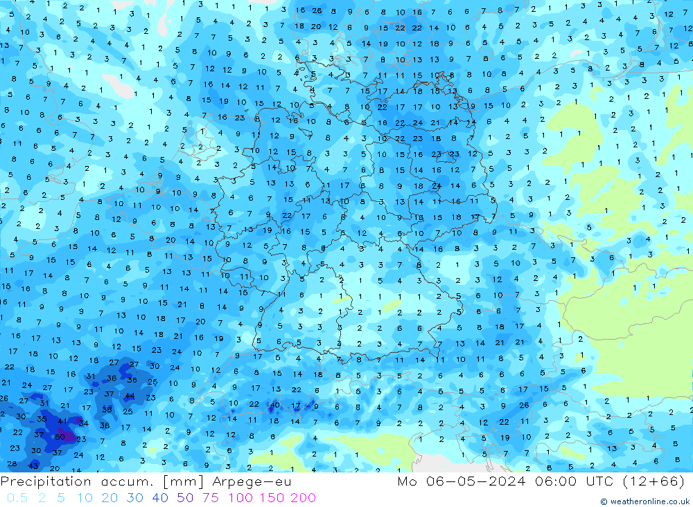 Precipitation accum. Arpege-eu пн 06.05.2024 06 UTC