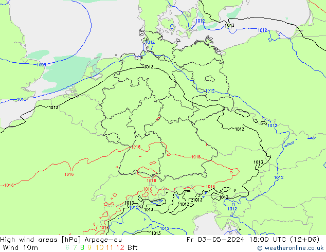 High wind areas Arpege-eu Pá 03.05.2024 18 UTC