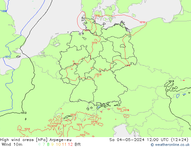 High wind areas Arpege-eu 星期六 04.05.2024 12 UTC