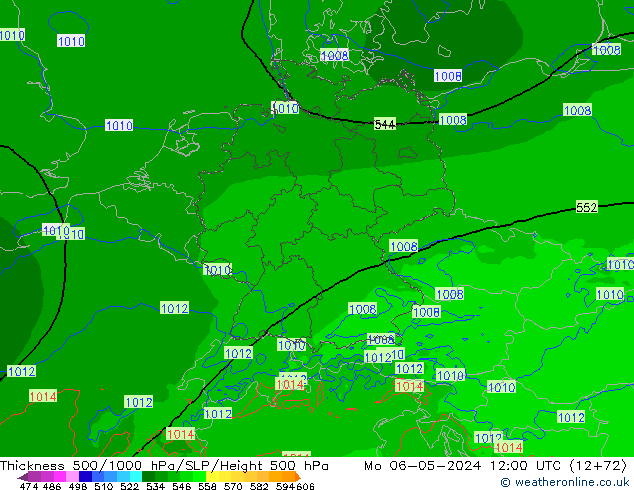 500-1000 hPa Kalınlığı Arpege-eu Pzt 06.05.2024 12 UTC