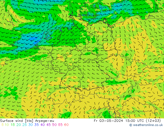风 10 米 Arpege-eu 星期五 03.05.2024 15 UTC