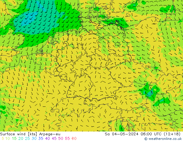 ветер 10 m Arpege-eu сб 04.05.2024 06 UTC