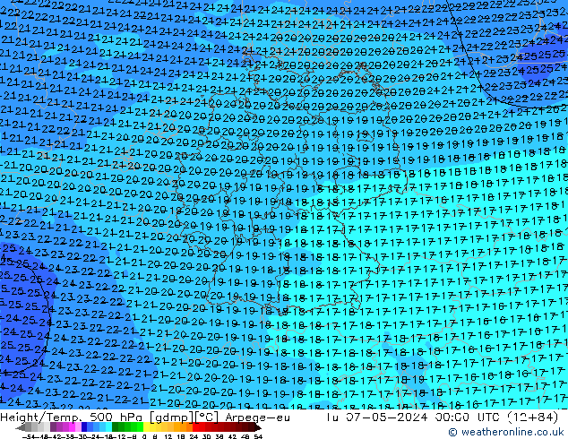 Height/Temp. 500 гПа Arpege-eu вт 07.05.2024 00 UTC