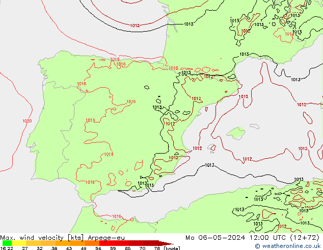 Windböen Arpege-eu Mo 06.05.2024 12 UTC