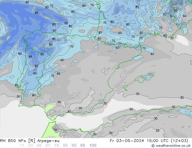 RH 850 hPa Arpege-eu  03.05.2024 15 UTC