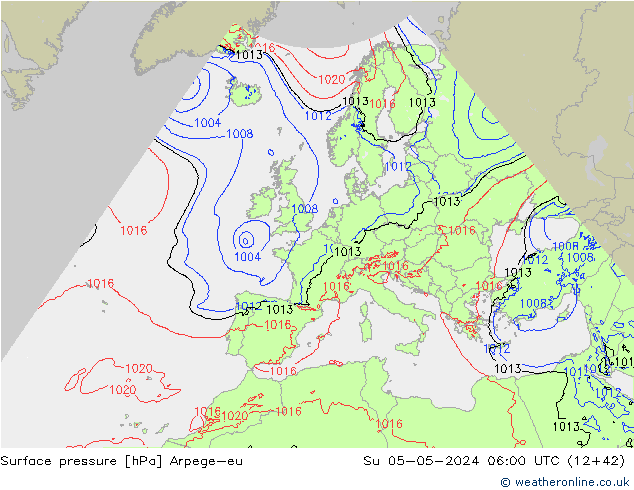 Surface pressure Arpege-eu Su 05.05.2024 06 UTC