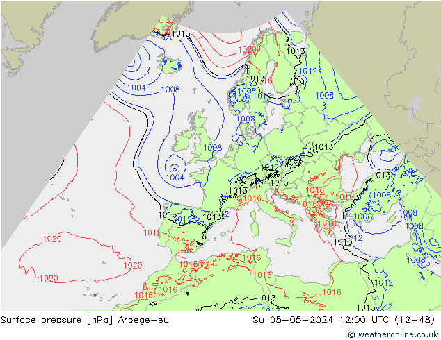 Bodendruck Arpege-eu So 05.05.2024 12 UTC