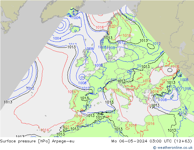 pressão do solo Arpege-eu Seg 06.05.2024 03 UTC