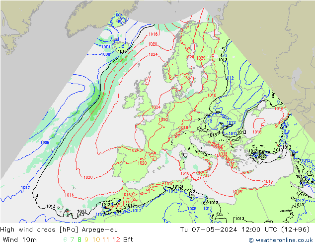 High wind areas Arpege-eu mar 07.05.2024 12 UTC