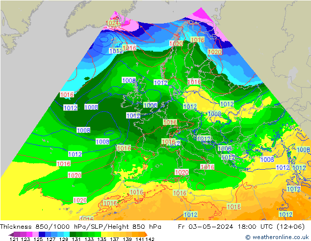 Thck 850-1000 hPa Arpege-eu ven 03.05.2024 18 UTC