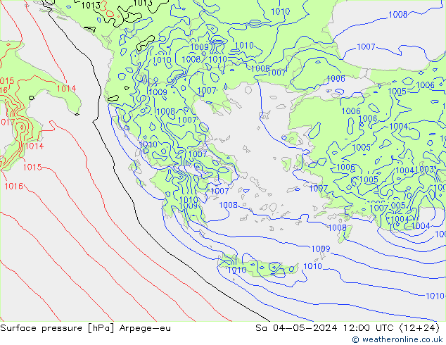 Surface pressure Arpege-eu Sa 04.05.2024 12 UTC