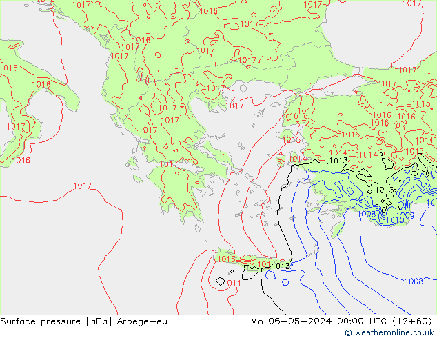 Surface pressure Arpege-eu Mo 06.05.2024 00 UTC