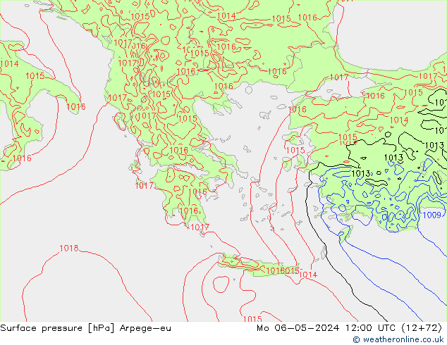 Atmosférický tlak Arpege-eu Po 06.05.2024 12 UTC
