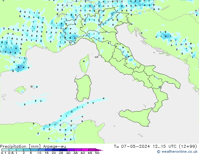 Precipitación Arpege-eu mar 07.05.2024 15 UTC