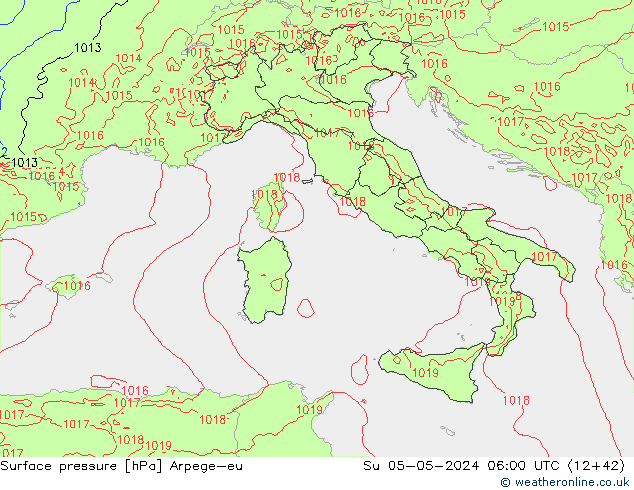 pressão do solo Arpege-eu Dom 05.05.2024 06 UTC