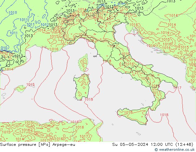 Bodendruck Arpege-eu So 05.05.2024 12 UTC