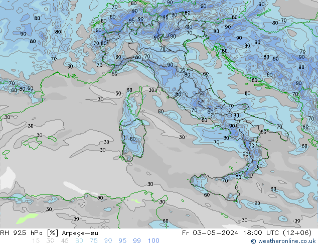 RH 925 hPa Arpege-eu Fr 03.05.2024 18 UTC