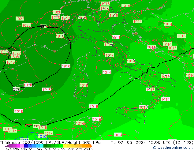 Thck 500-1000hPa Arpege-eu Ter 07.05.2024 18 UTC