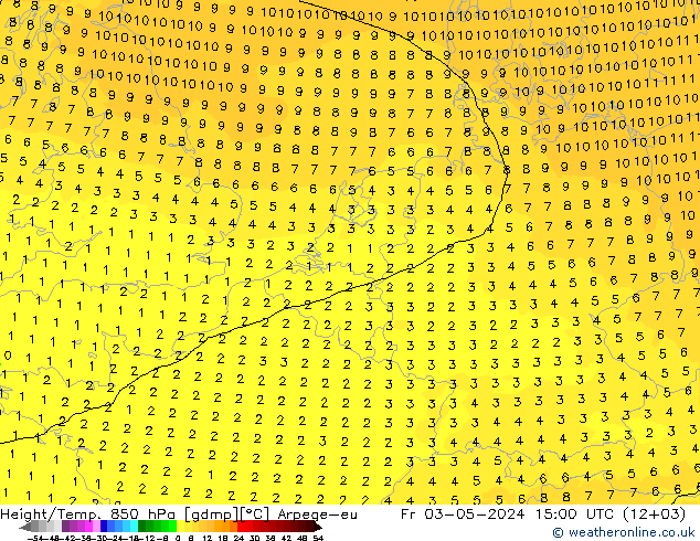 Height/Temp. 850 hPa Arpege-eu pt. 03.05.2024 15 UTC