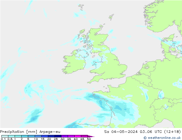 Precipitation Arpege-eu Sa 04.05.2024 06 UTC