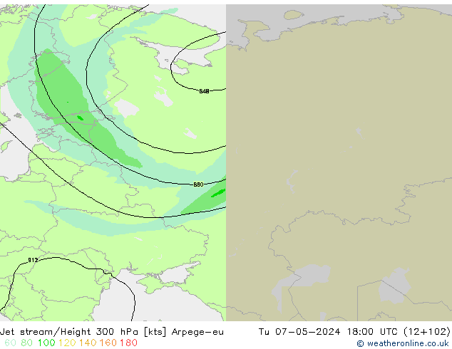 Jet stream Arpege-eu Ter 07.05.2024 18 UTC