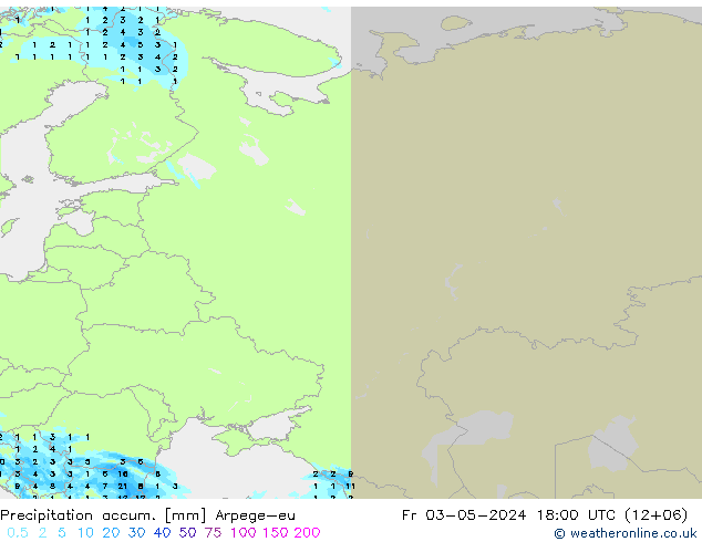 Precipitation accum. Arpege-eu ven 03.05.2024 18 UTC
