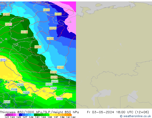 Thck 850-1000 гПа Arpege-eu пт 03.05.2024 18 UTC