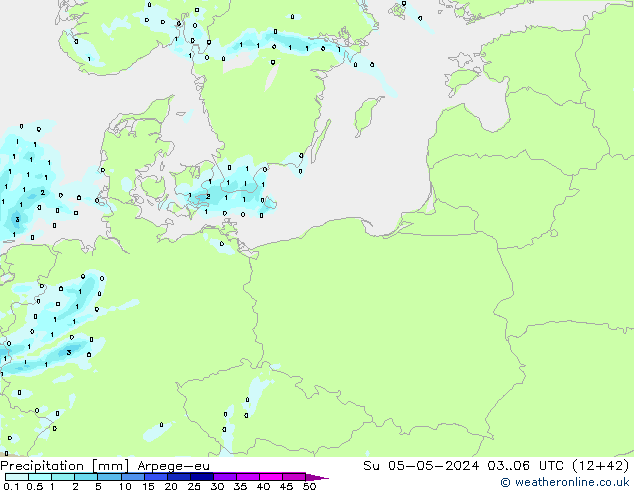 Precipitation Arpege-eu Su 05.05.2024 06 UTC