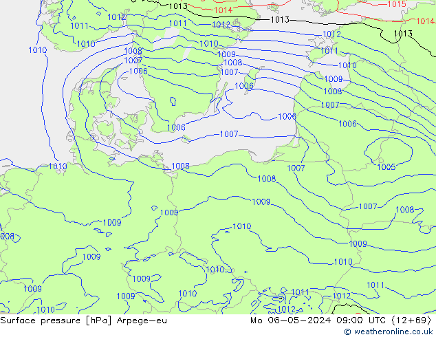 pressão do solo Arpege-eu Seg 06.05.2024 09 UTC