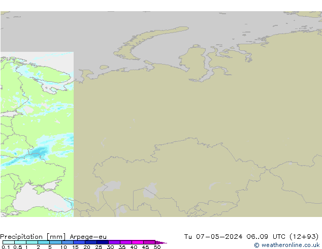 Precipitation Arpege-eu Tu 07.05.2024 09 UTC