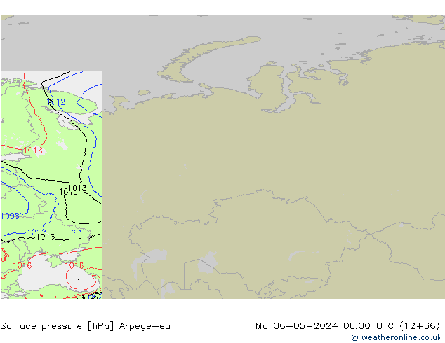 Surface pressure Arpege-eu Mo 06.05.2024 06 UTC