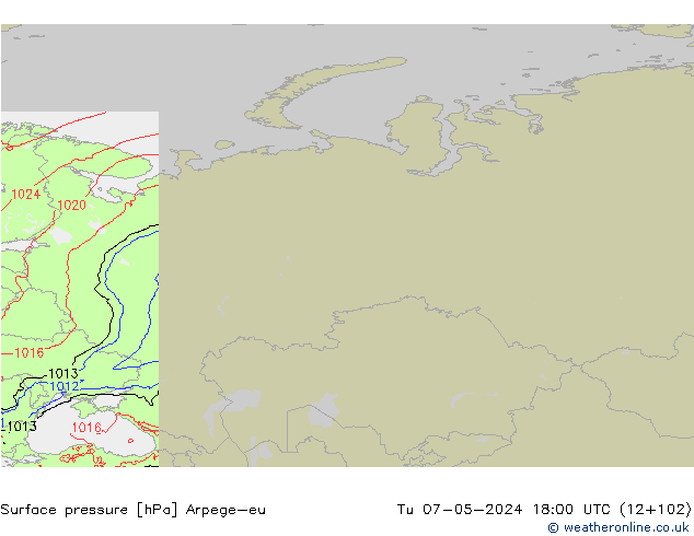 Pressione al suolo Arpege-eu mar 07.05.2024 18 UTC