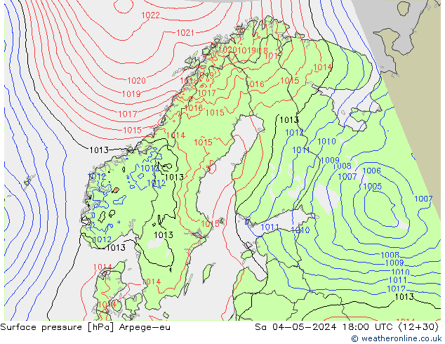 Bodendruck Arpege-eu Sa 04.05.2024 18 UTC