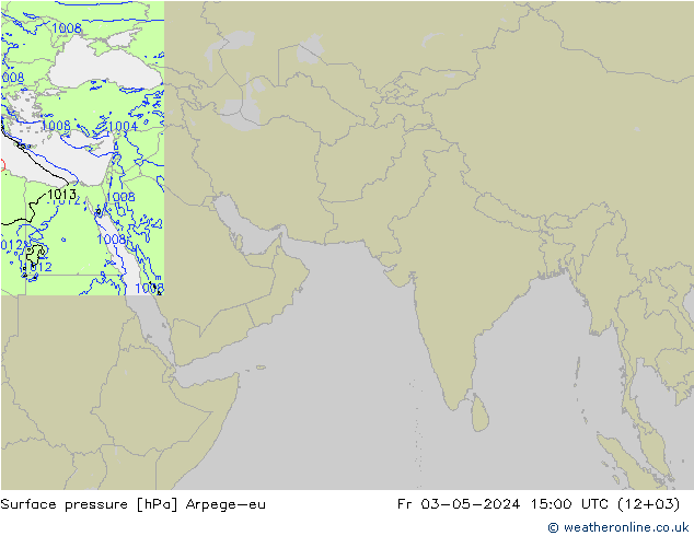 Pressione al suolo Arpege-eu ven 03.05.2024 15 UTC