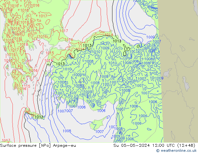 Luchtdruk (Grond) Arpege-eu zo 05.05.2024 12 UTC