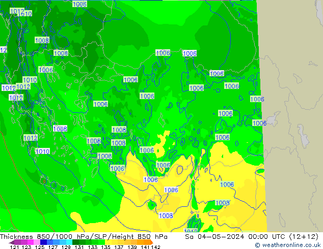 Thck 850-1000 hPa Arpege-eu Sa 04.05.2024 00 UTC