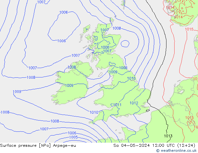 Surface pressure Arpege-eu Sa 04.05.2024 12 UTC