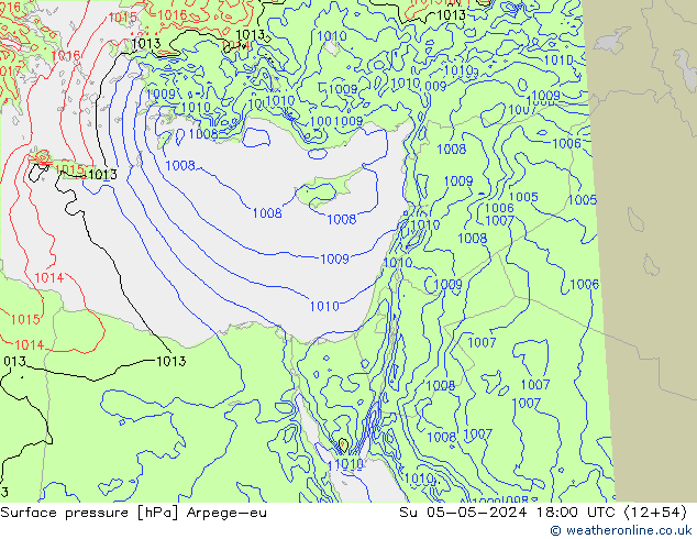 Luchtdruk (Grond) Arpege-eu zo 05.05.2024 18 UTC