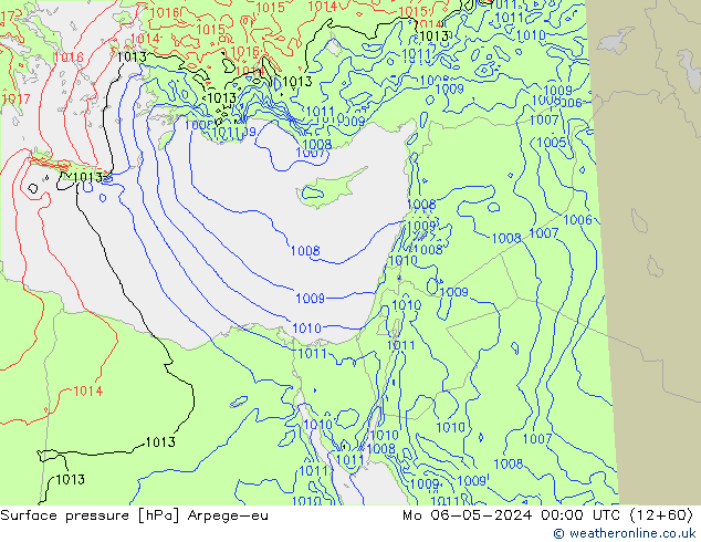 Surface pressure Arpege-eu Mo 06.05.2024 00 UTC