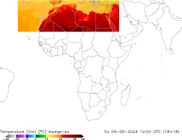 Temperature (2m) Arpege-eu Sa 04.05.2024 12 UTC