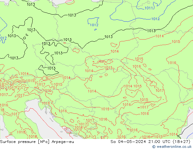 Surface pressure Arpege-eu Sa 04.05.2024 21 UTC