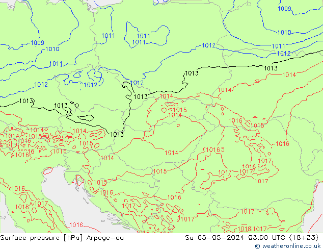 Luchtdruk (Grond) Arpege-eu zo 05.05.2024 03 UTC