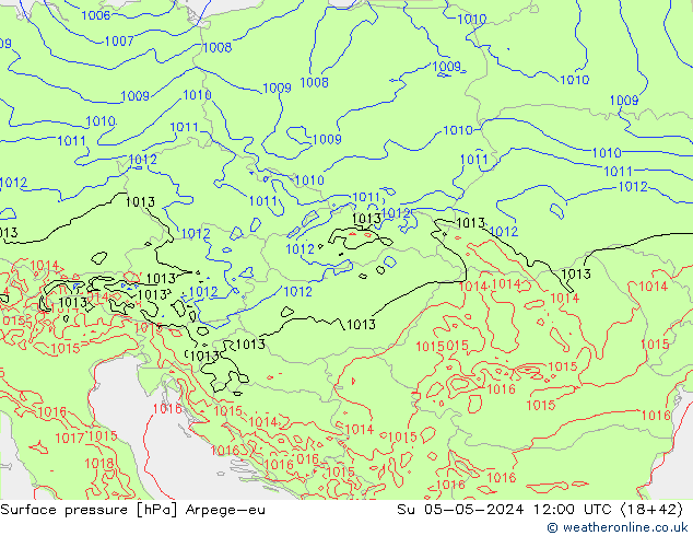 Presión superficial Arpege-eu dom 05.05.2024 12 UTC