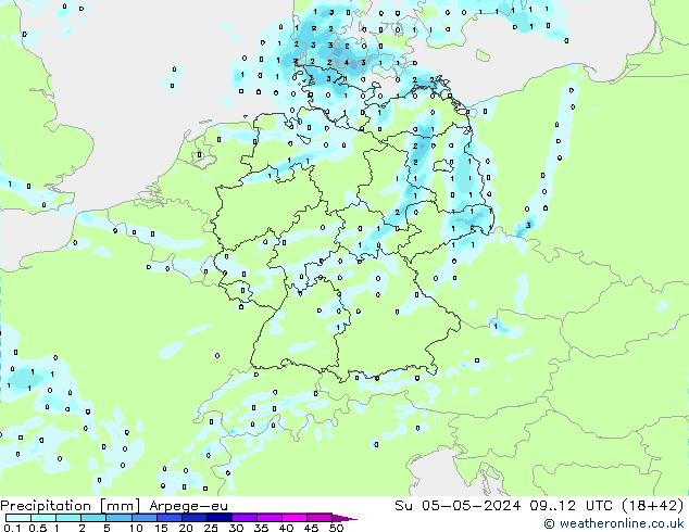 Neerslag Arpege-eu zo 05.05.2024 12 UTC