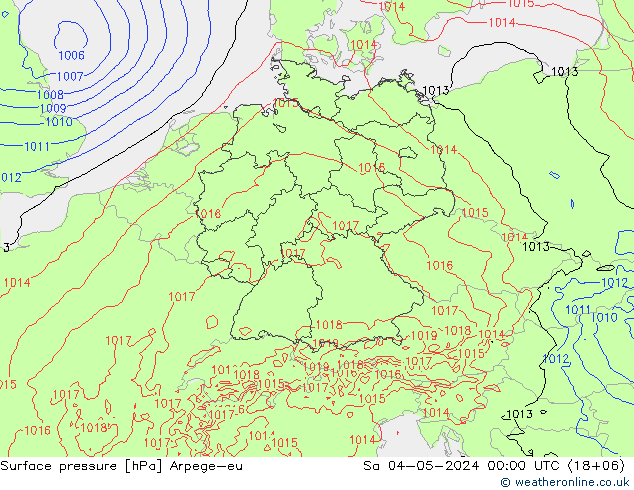 Luchtdruk (Grond) Arpege-eu za 04.05.2024 00 UTC